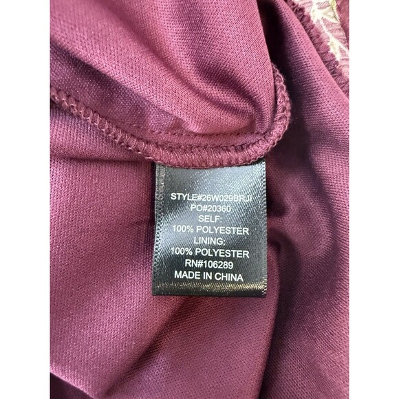 Womens Wine Chiffon Floral Mini Fit & Flare Dress Juniors L - Picture 14 of 15